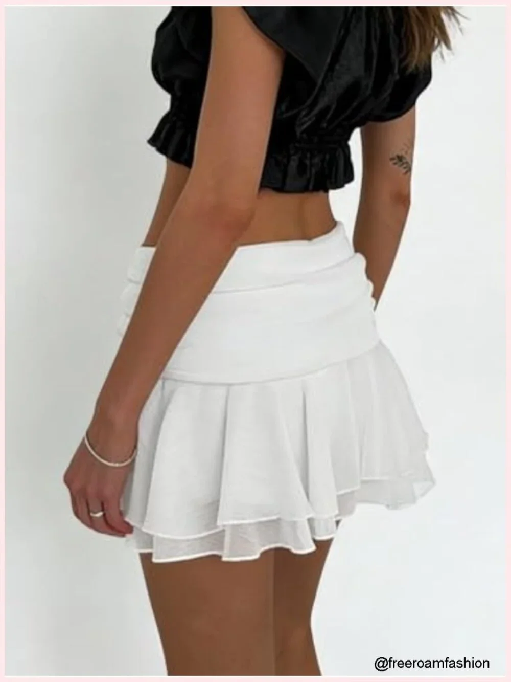 Ruffle Mesh Sheer Y2K Mini Skirt Low Rise A-Line with Lining